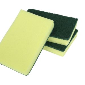 Heavy Duty Cellulose Scrub Sponge, Green & Yellow, 6x4"
