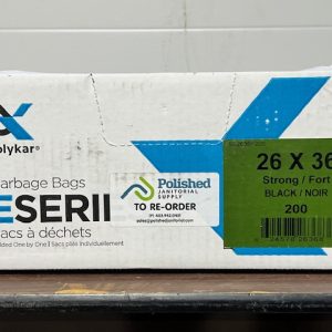 Polykar E-Series Garbage Bags, 26x36, Strong, Black, 200/cs