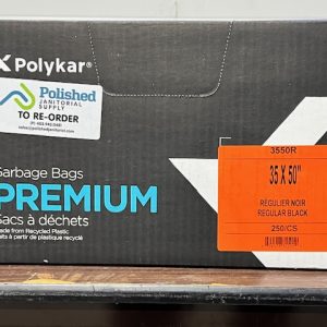 Polykar E-Series Garbage Bags, 35x50 Regular, Black, 250/cs