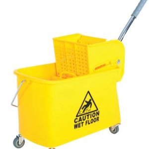 Globe Mop Bucket w/Sidepress Wringer, 21qt, Yellow