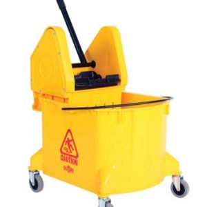 Globe Mop Bucket w/Downpress Wringer, 40qt, Yellow
